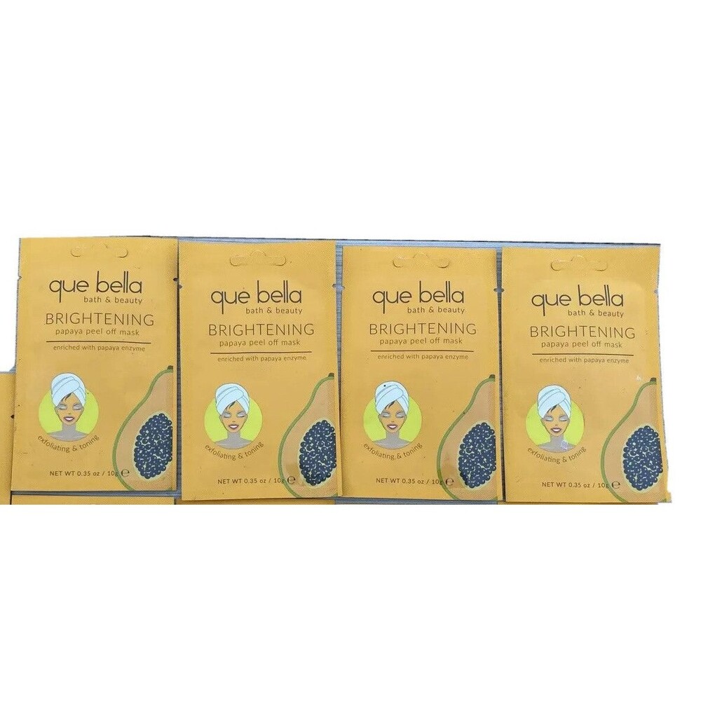 Que Bella Bath & Beauty Papaya Peel Off Mask BRIGHTENING Exfoliating Lot Of 4